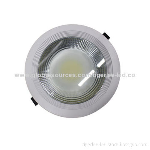 LED cob down light with 2800-6500K, 100 to 240V AC input voltages, CE, RoHS marks